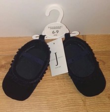 New Baby Girl Debenhams Jasper Conran Junior Navy Velvet Pre Walkers - 6/9 mths