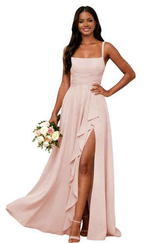 Long chiffon bridesmaid dress - long,