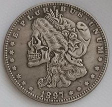 1897 Hobo Morgan Dollar Skull Devil Orgy Fantasy Coin