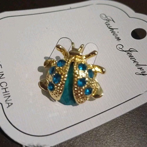Blue rhinestone pretty golden - blue,