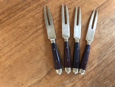 Brass & Rosewood Cocktail Forks x4 Length 11cm