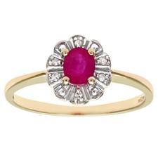 9ct Yellow Gold Ruby & Diamond
