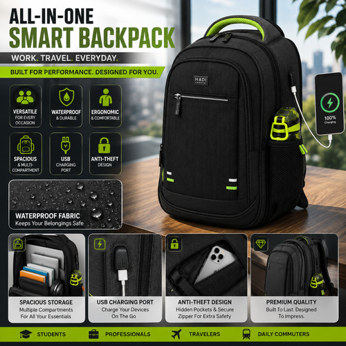 Large laptop backpack usb - backpack,