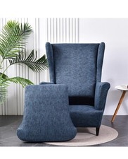 Wingback Chair Cover Modern Elegant Grey Stretchy Slip Cover