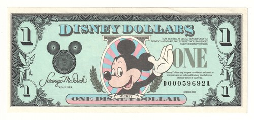 1990 disney dollar mickey - dollar, $1