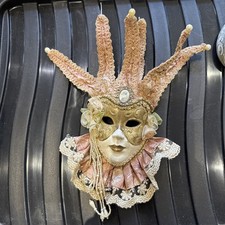 Vintage ceramic Woman's Face Mask Venetian Wall Art Hand Painted 