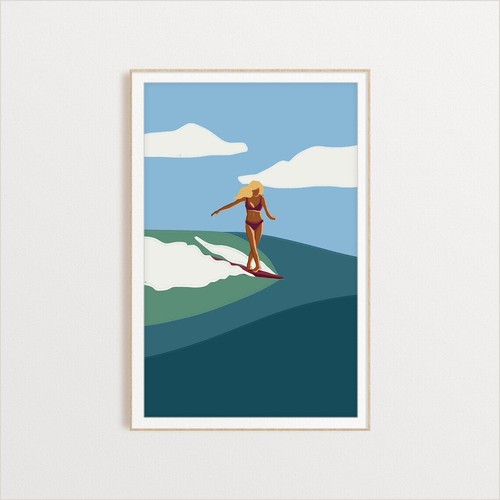 Surfer girl surfing the - surfer,
