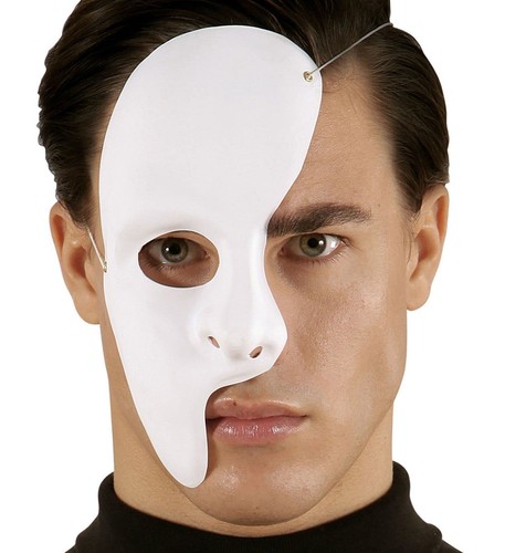 Phantom half face mask white - half,
