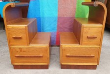 PAIR OF ART DECO OAK VENEER BEDSIDE CABINETS  REPOLISHED      DELIVERY AVAILABLE