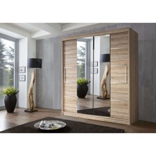 Oslo Modern Mirror Sliding door Wardrobe with LED Wardrobes for Bedroom