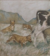 VINTAGE CORGI DOGS WITH DAIRY