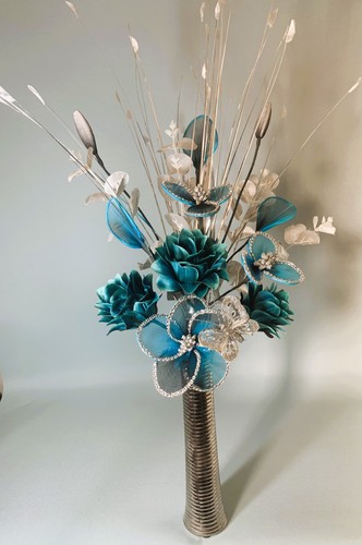 Artificial teal flowers - teal,