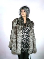 Vintage Real Silver Fox Fur Jacket Coat Чернобурка Volpe Renard 8 - 10 / S