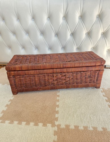 Vintage wicker storage chest - vintage,