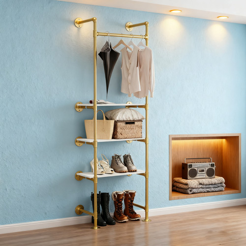 Gold pipe clothing rack - pipe,