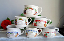 VINTAGE SOUP MUGS BOWLS WITH RECIPES AND HANDLES X6