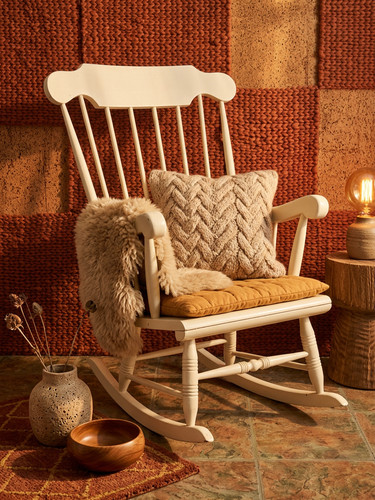 Vintage white rocking chair - chair, in