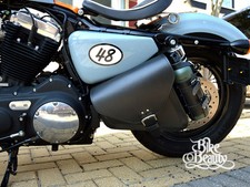 1S Sportster Black Leather Swingarm Pannier Saddle Bag For Harley Davidson 48 72