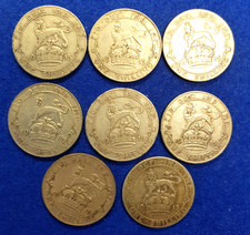 Small Group of 22 George V Sterling Silver British Shilling Coins