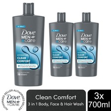 Dove Men+Care 3-in-1 Body, Face & Hair Wash Hydrating Clean Comfort 700ml, 3 Pk