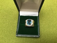 Sterling Silver 925 Ladies Ring Size O with Lovely  Blue & Clear Stones 5.7g