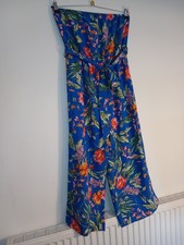 Ladies Blue Floral Bandeau Cullotte Jumpsuit With Belt Size 12