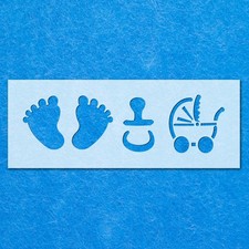 Baby Shower Feet Pram Dummy Stencil: Mylar Airbrush Wall Art Painting Crafts