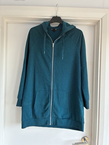 Teal green longline zip up - teal,