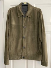 Theory Men's Amos Suede Jacket in branch olive green