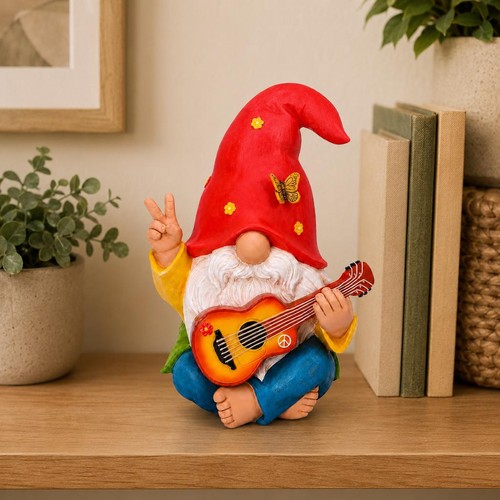 Garden gnome with guitar funny - garden,