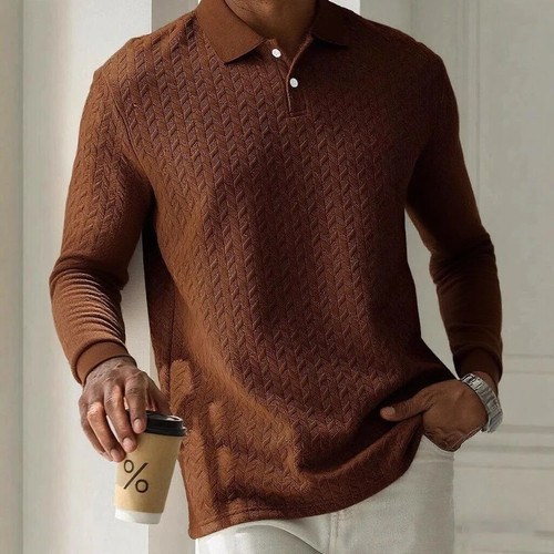 Men long sleeve polo shirt - long,