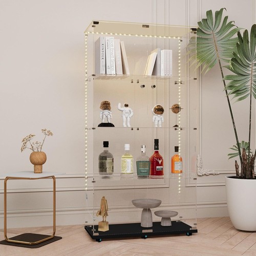 Doors led shelf glass - led, 4-shelf