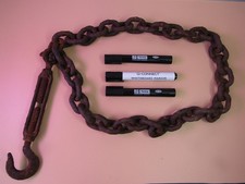 2.3Kg Antique Rusty Chain 100cm with INDUSTRIAL HOOK 25cm Vintage LINKS 45 X 9mm