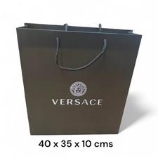 VERSACE Designer Empty Gift Bag-Black & Silver Logo - 40x35x10 cms - UK Seller.