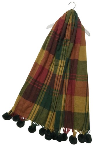 Tartan check wool pom - check,