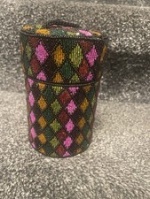 Bob Mackie vintage beaded cylinder bag with perfume 