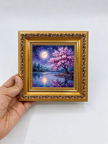 Cherry blossom moon - cherry, oil