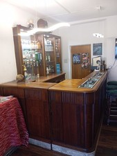 1930's French Bistro  Bar: Recon. Barn Find. Oak, Brown, Antique, Commercial