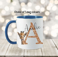 Giraffe Personalised mug gift, custom name cup present Birthday Christmas