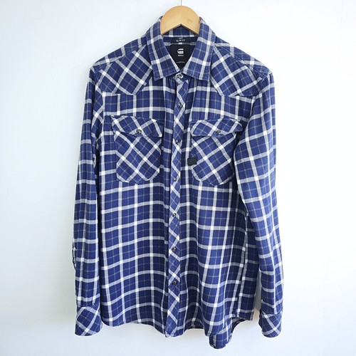 Star raw blue check - blue, shirt