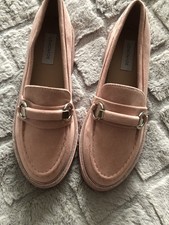 Love Lemonade Pink Faux Suede Loafers-Dimante edging-UK Size 7
