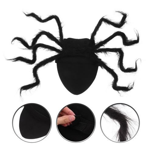 Black halloween plush spider - black,