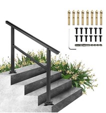 VEVOR Handrail Outdoor Stairs Outdoor Handrail 48x35.5 In Black Fits 1/2/3 Steps