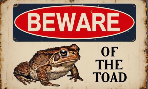 Beware the toad - metal, sign