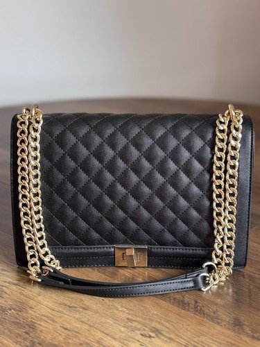 Black leather shoulder bag - shoulder,