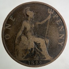 1899 Victoria One Penny Coin |