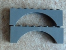 LEGO 3308 DARK STONE GRAY Arch 1 x 8 x 2 Thick Top and Reinforced  PACK  2 (157)