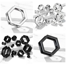 Hexagon Flesh Tunnel, 316L