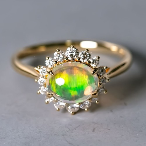 Mexican fire opal halo diamond - halo,
