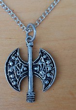 Vintage Viking Double Axe Pendant 2.8cm Silver 950+S.Sterling chain 56cm,8.2gr
